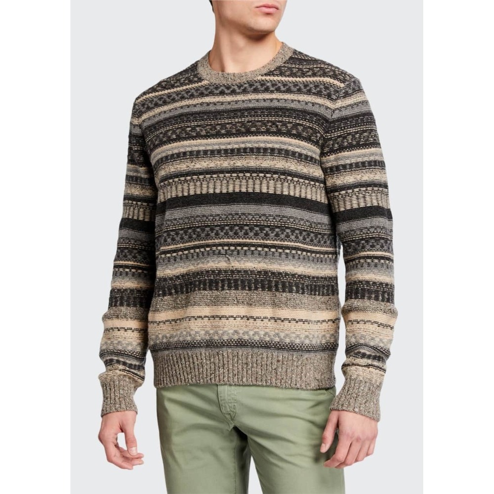 VINCE Fair Isle Knit‎ Crewneck Sweater Mens Medium Wool Blend Nordic Winter